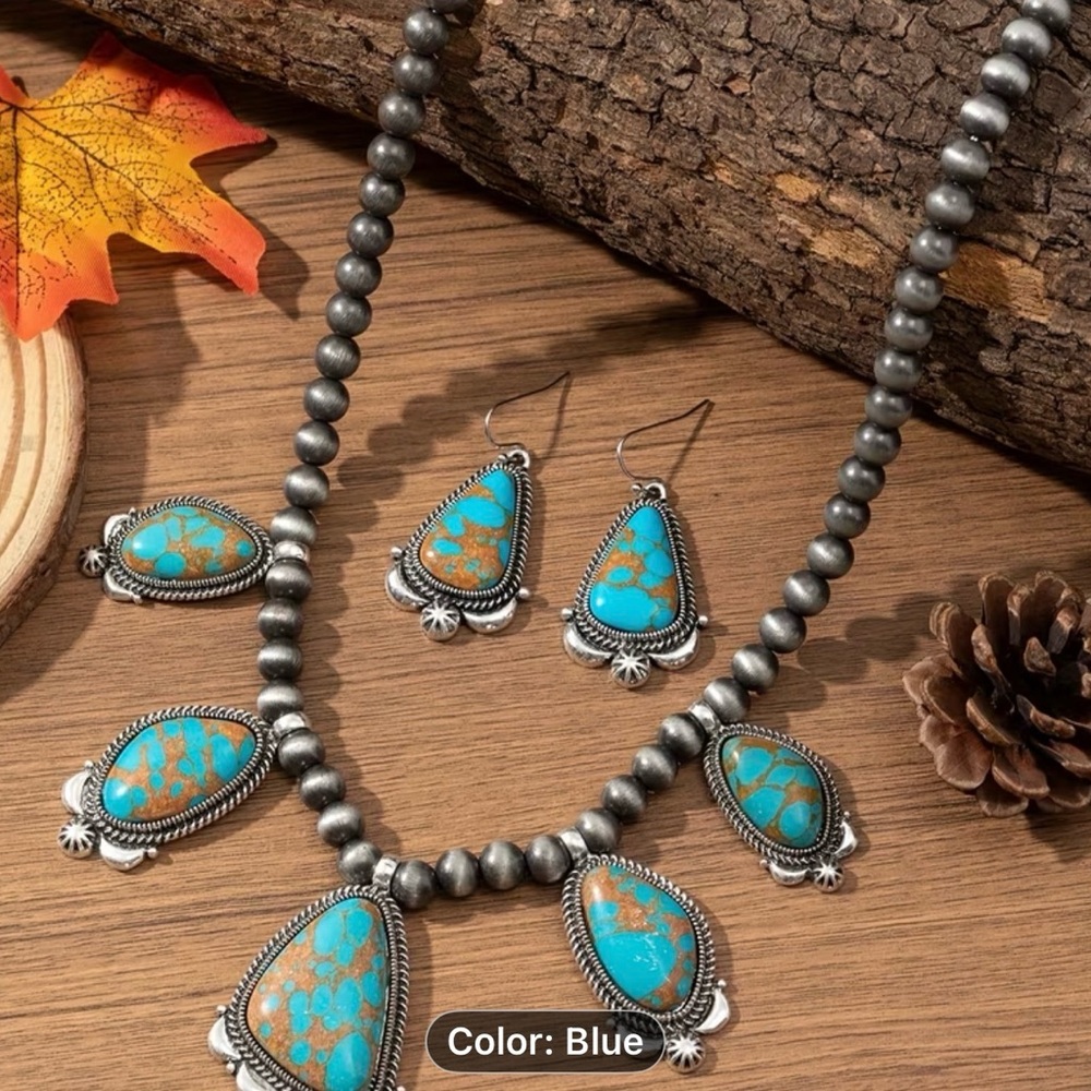 Retro Fashion Bohemian women Necklace and Earring Set - Picture 5 of 6